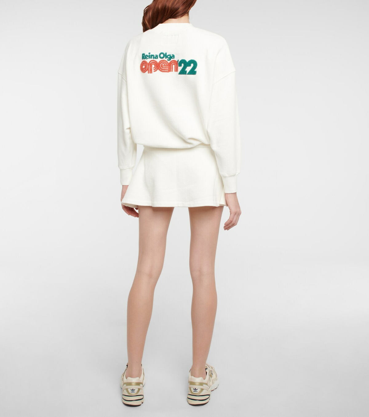 Reina Olga Serena waffle-knit cotton tennis skirt