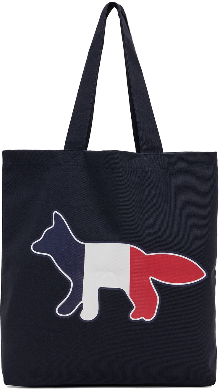 Maison Kitsuné Navy Tricolor Fox Tote Maison Kitsune