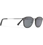 Ermenegildo Zegna - D-Frame Leather-Trimmed Acetate and Gunmetal-Tone Sunglasses - Men - Gray