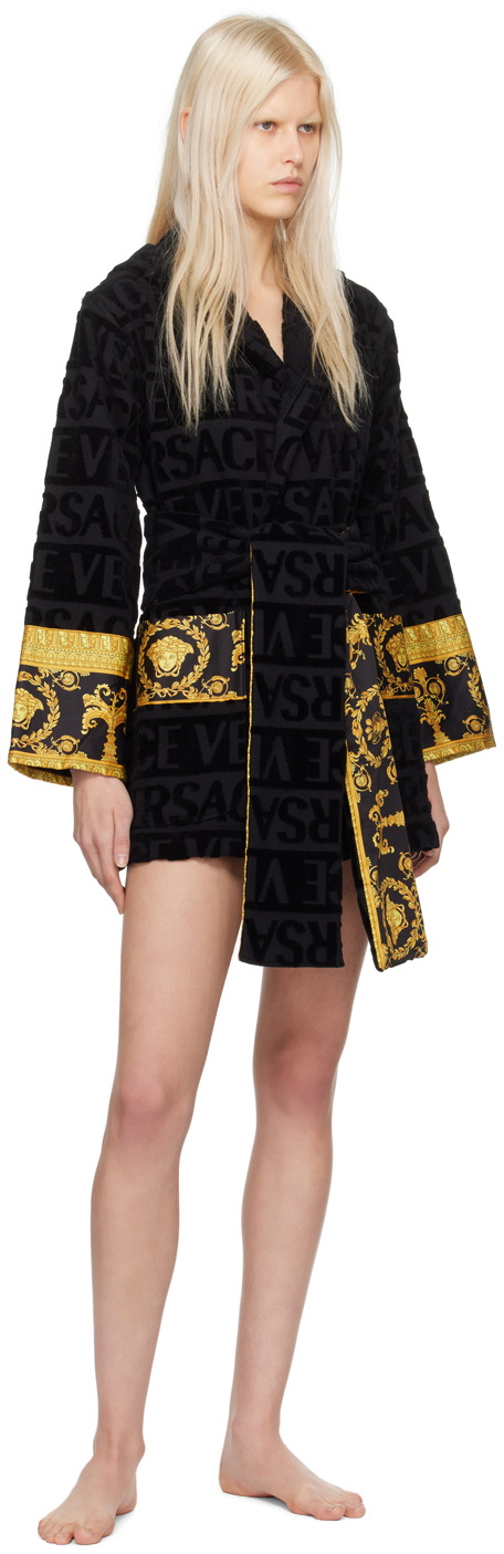 Versace Underwear Black Short Robe Versace Underwear