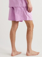 TEKLA - Organic Cotton-Poplin Drawstring Pyjama Shorts - Pink