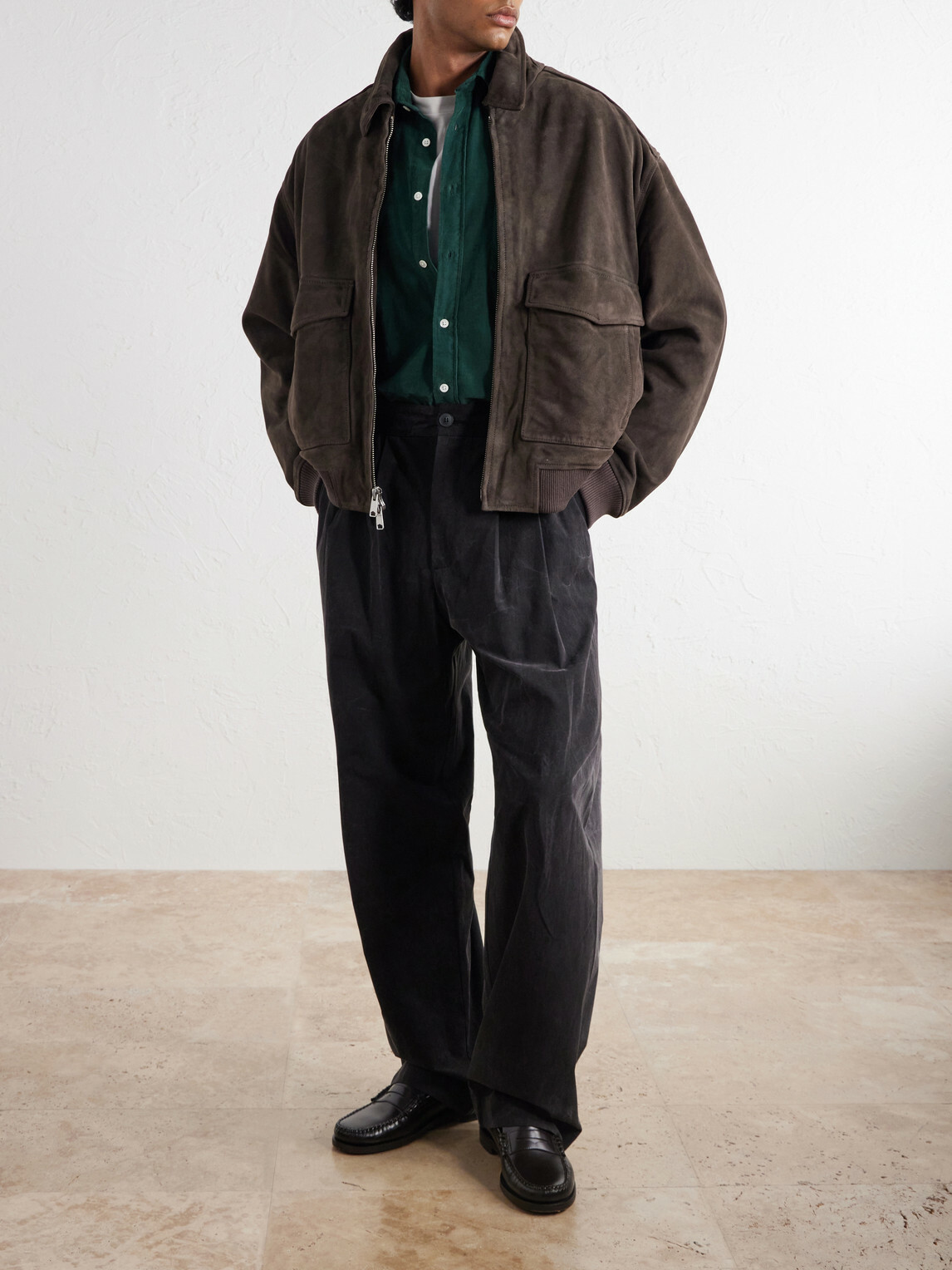 AGOLDE - Slater Straight-Leg Cotton-Moleskin Trousers - Black