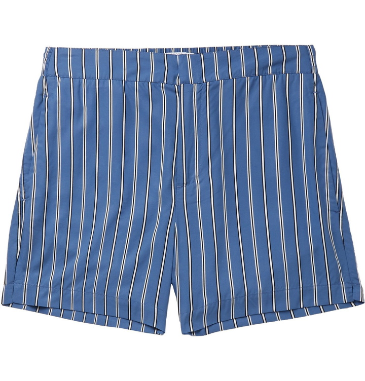 Photo: Frescobol Carioca - Striped Tencel Shorts - Blue