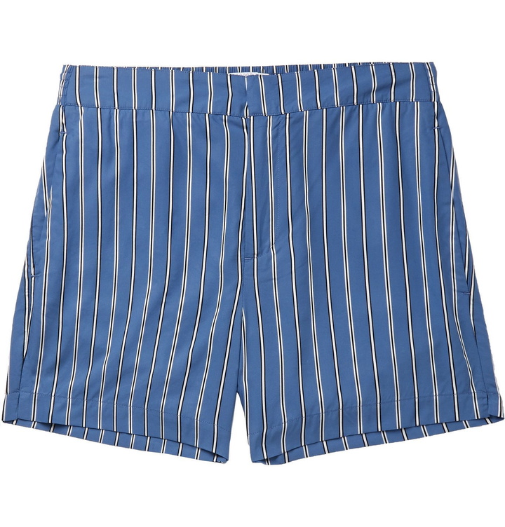 Photo: Frescobol Carioca - Striped Tencel Shorts - Blue