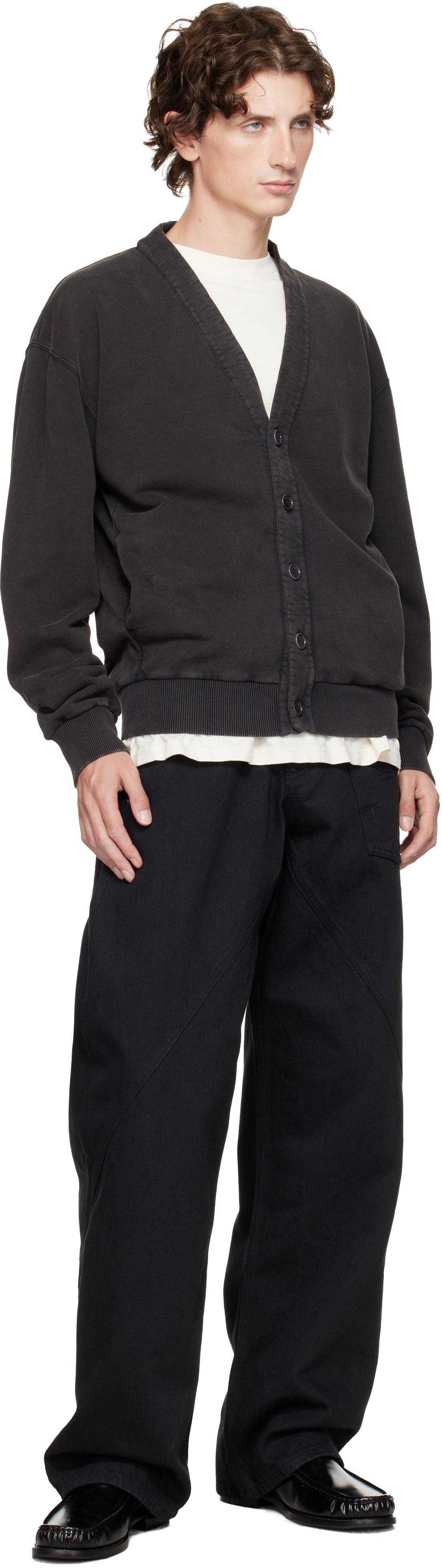 JW Anderson Black Garment-Dyed Cardigan