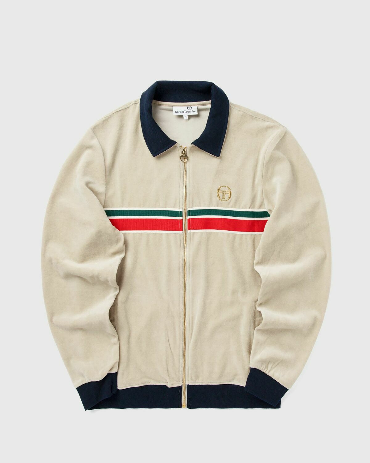 Sergio Tacchini SPENCER VELOUR TRACK TOP Beige Mens Track Jacket