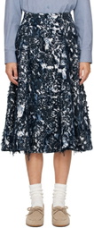Erdem Navy A-Line Midi Skirt
