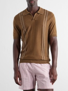 Orlebar Brown - Horton Striped Silk and Organic Cotton-Blend Polo Shirt - Brown
