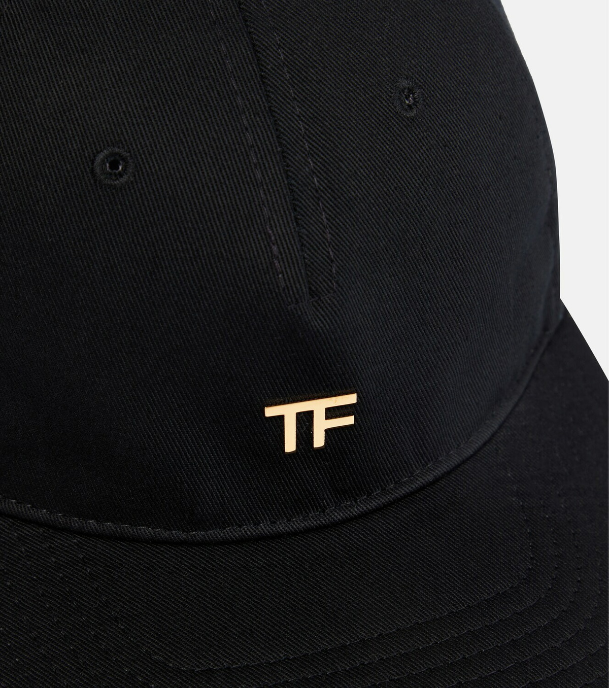 TOM FORD TFゴールドロゴ付きベースボールキャップ黒 Tom Ford - Embellished cotton cap TOM FORD