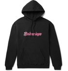 Balenciaga - Logo-Print Fleece-Back Cotton-Jersey Hoodie - Black