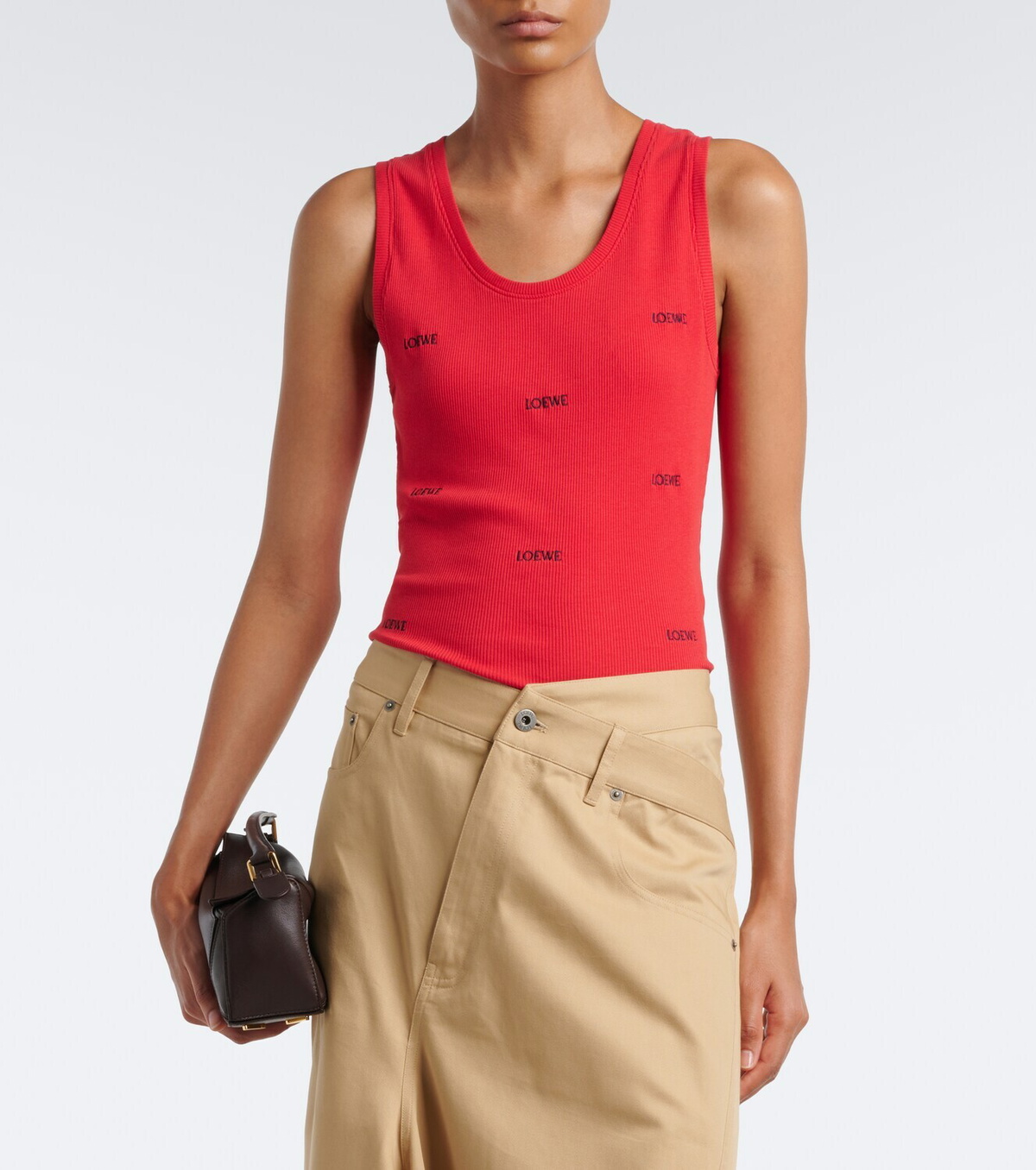 Loewe Logo ribbed-knit cotton-blend tank top