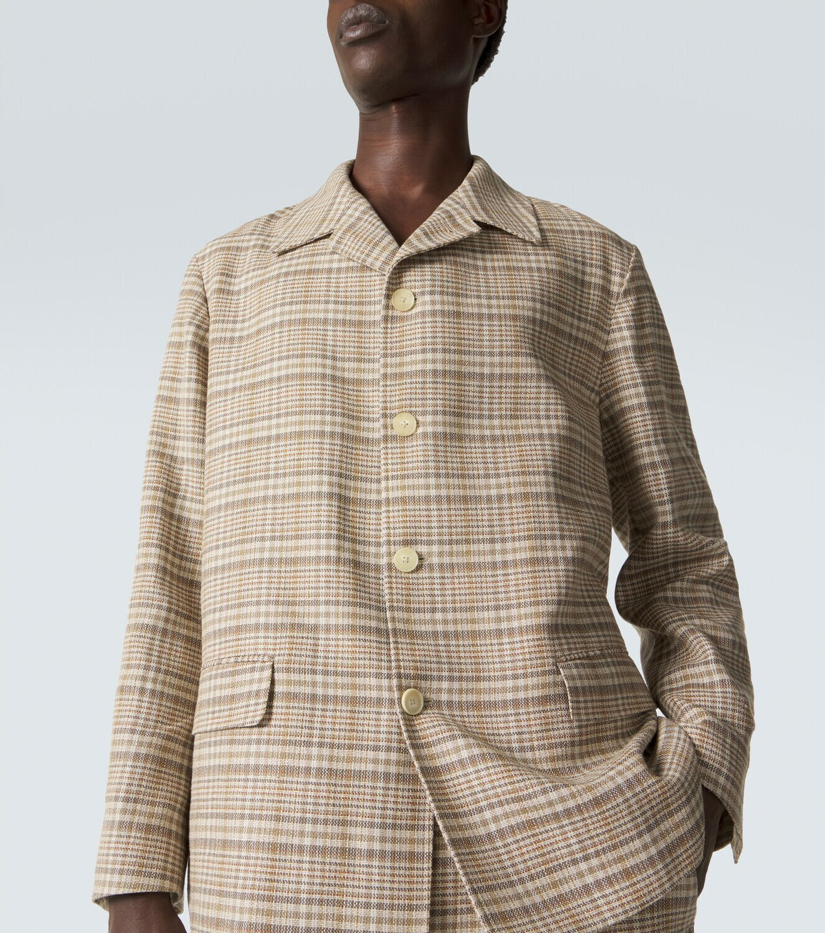 Auralee Checked silk and linen tweed jacket Auralee