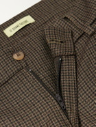 De Bonne Facture - Straight-Leg Pleated Puppytooth Wool-Flannel Trousers - Green