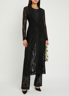 Norma Kamali Floral Guipure Lace Coat Black
