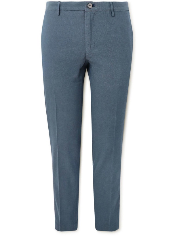 Photo: Incotex - Venezia 1951 Straight-Leg Cotton-Blend Piqué Trousers - Blue