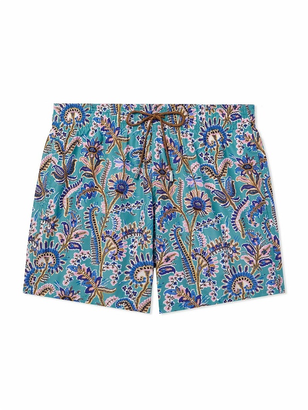 Photo: Etro - Straight-Leg Mid-Length Floral-Print Shell Swim Shorts - Blue
