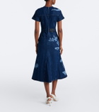 Erdem Printed denim midi dress