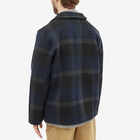 Universal Works Men's Plaid Wool Fleece Field Jacket in Black/Grey