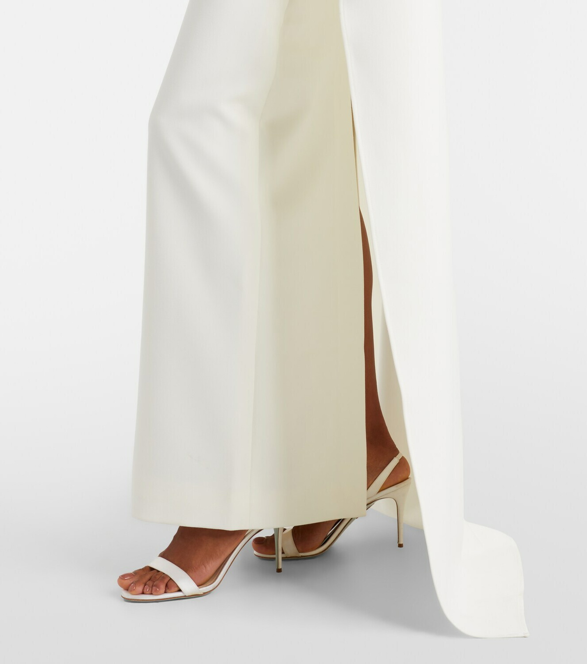 Roland Mouret Crystal-embellished caped crêpe gown