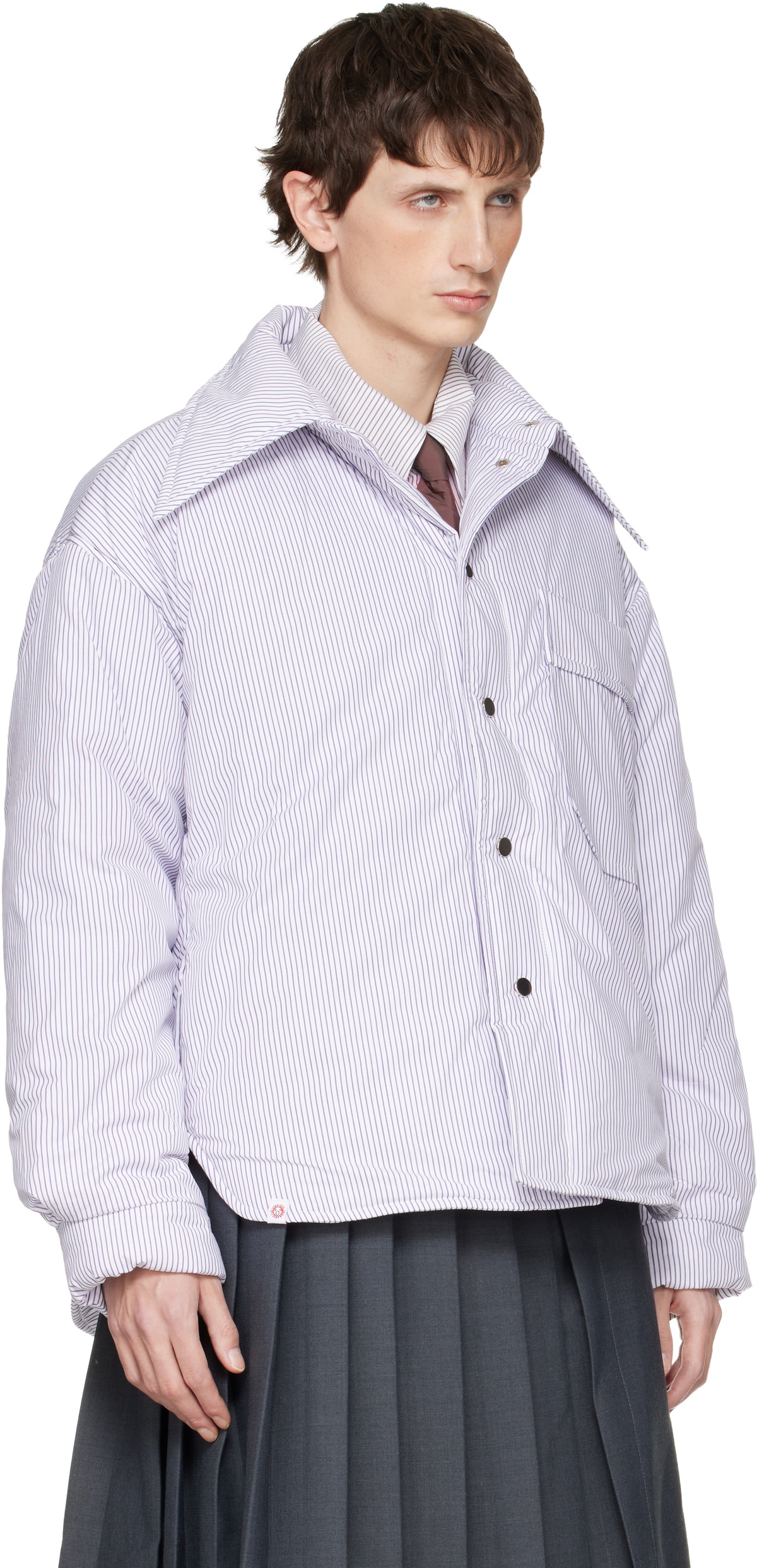 Charles Jeffrey LOVERBOY White & Purple Puffer Overshirt