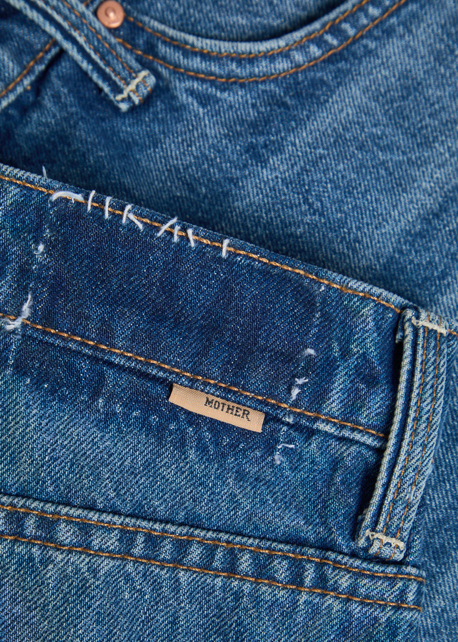 Mother The Dodger Fray Denim Shorts Blue