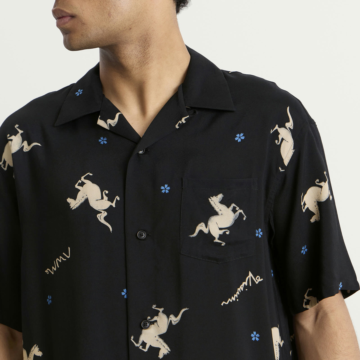 Visvim Men's Crosby Short Sleeve Shirt in Black