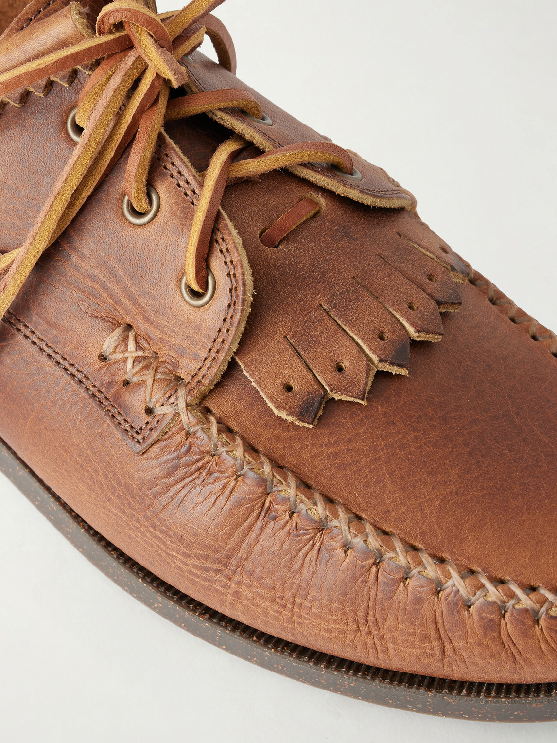 Yuketen - Italian Blucher Leather Boat Shoes - Brown