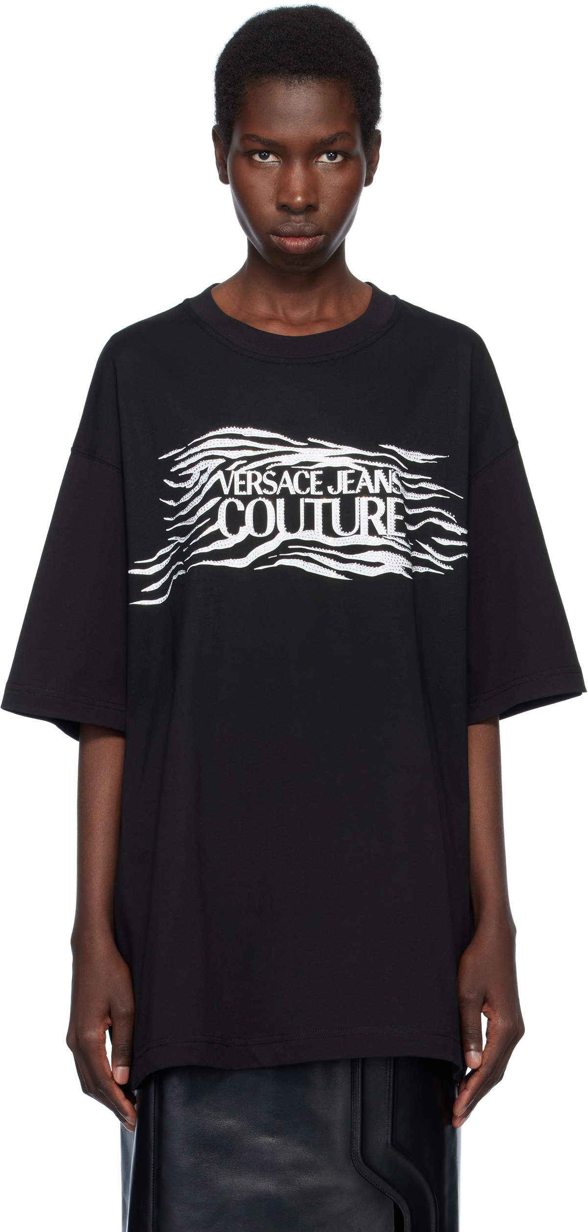 Tシャツ・カットソー VERSACE JEANS COUTURE Woman T-Shirt Black 1 77HAHC00CJ02C 90_E77HAHL01-