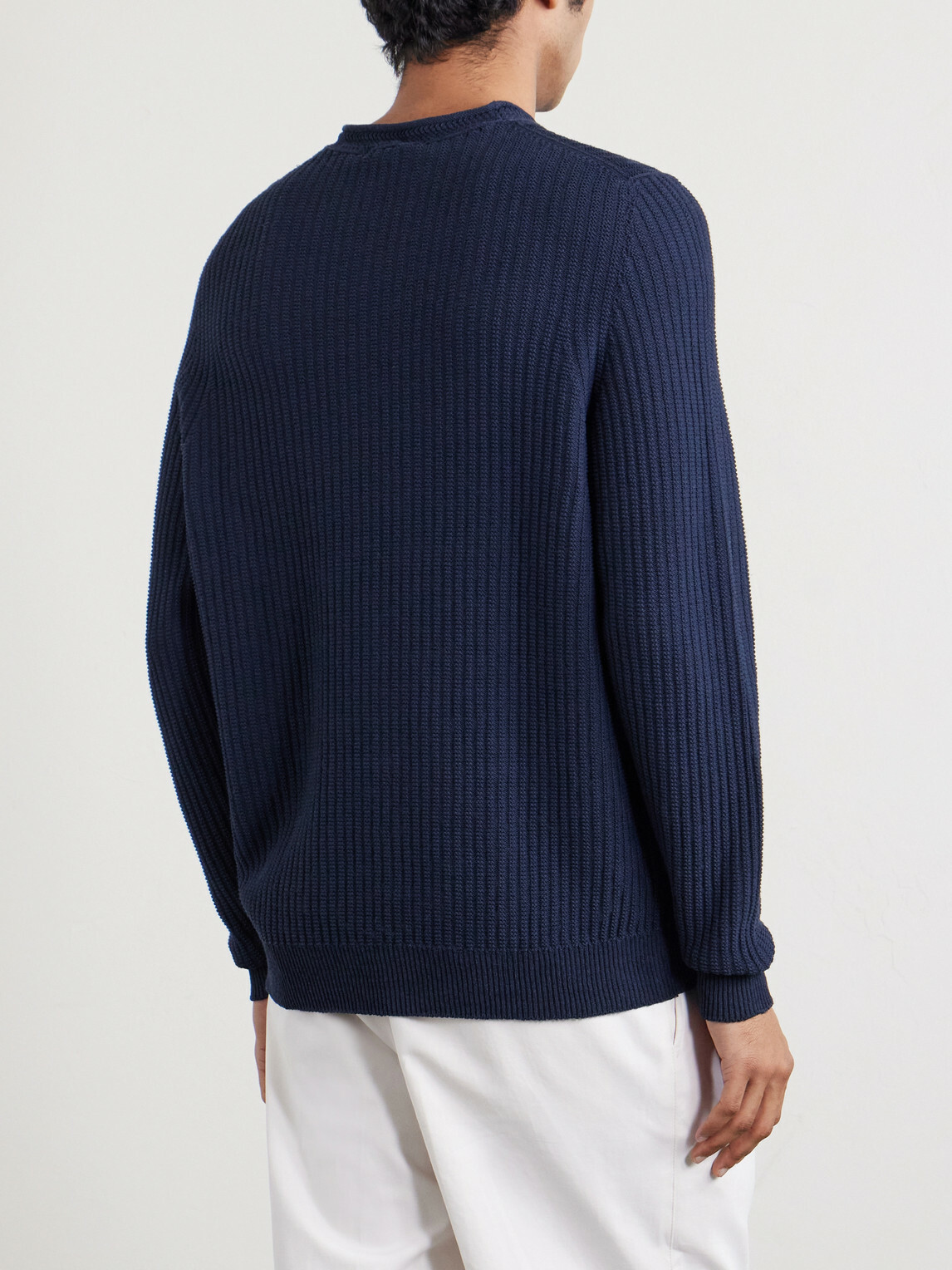 Inis Meáin - Moss Ribbed Linen and Cotton-Blend Sweater - Blue