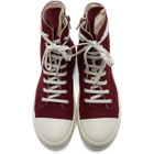 Rick Owens Drkshdw Burgundy Twill High-Top Sneakers
