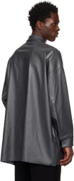 N.Hoolywood Gray Half Coat Faux-Leather Jacket