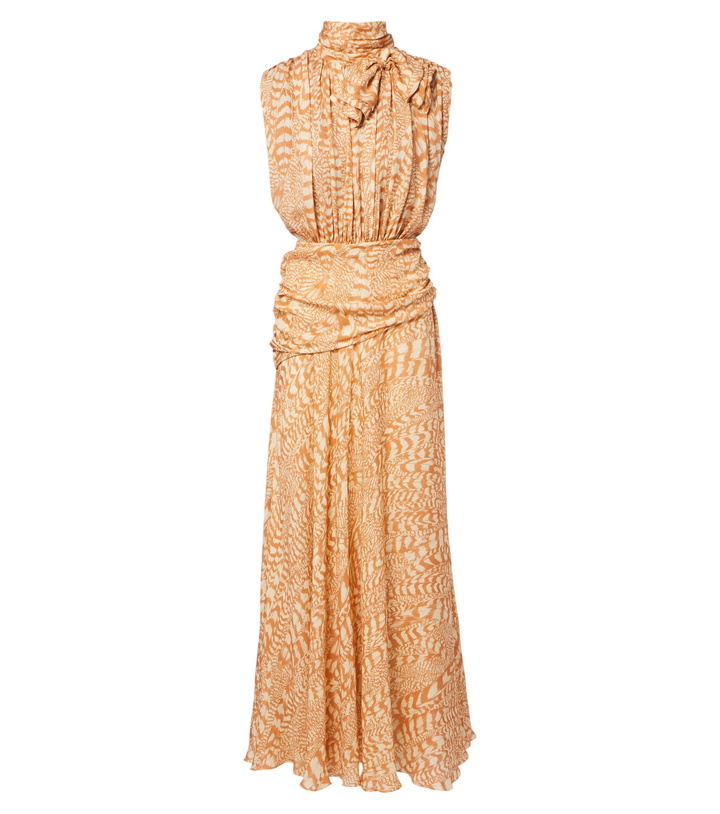 Photo: Johanna Ortiz Printed draped silk cocktail dress