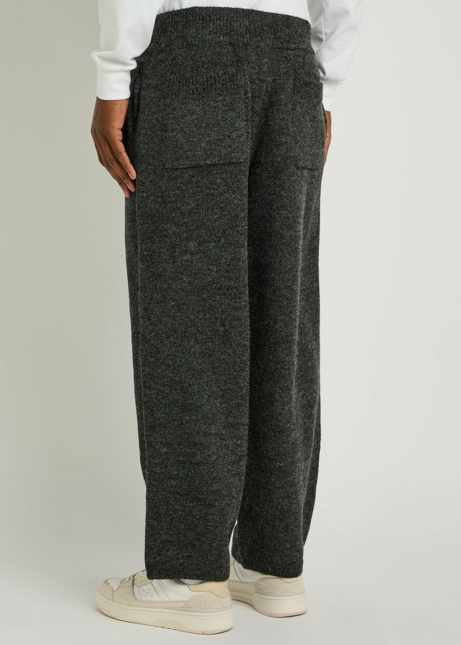 Mki Miyuki Zoku Logo-embroidered Brushed-knit Sweatpants Charcoal