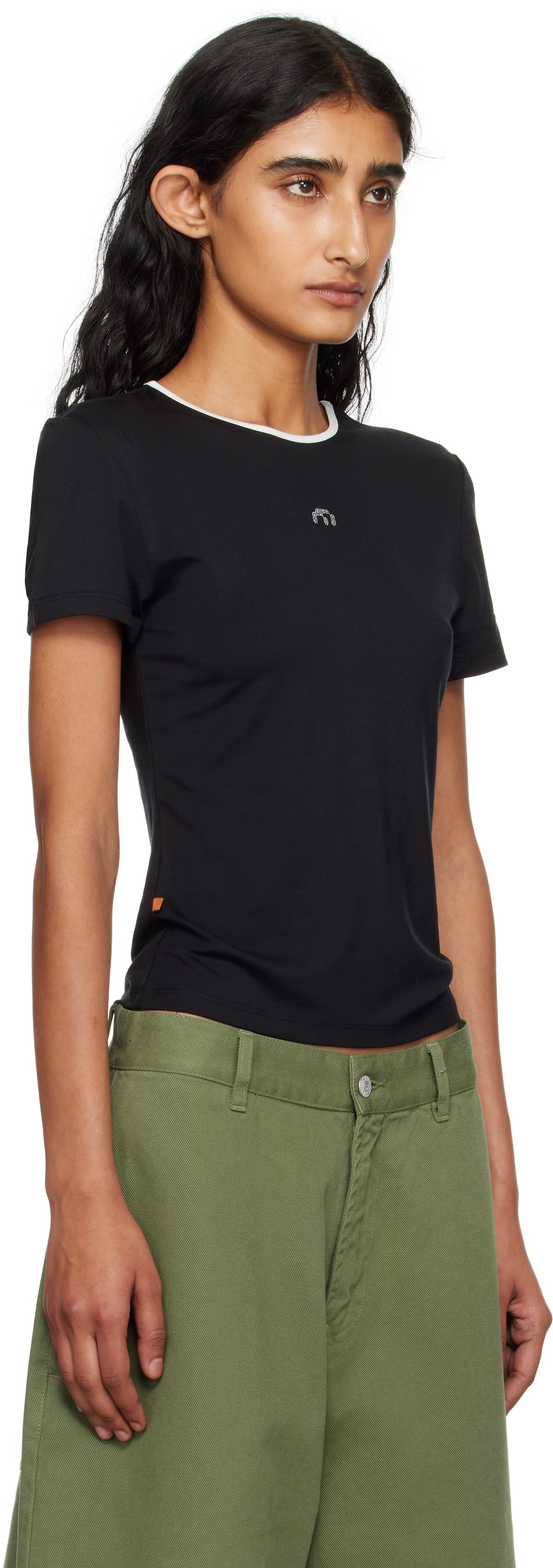 Miaou Black Rhinestone Mini T-shirt