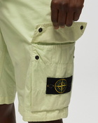 Stone Island Slim Bermuda Brushed Cotton Canvas Green - Mens - Cargo Shorts