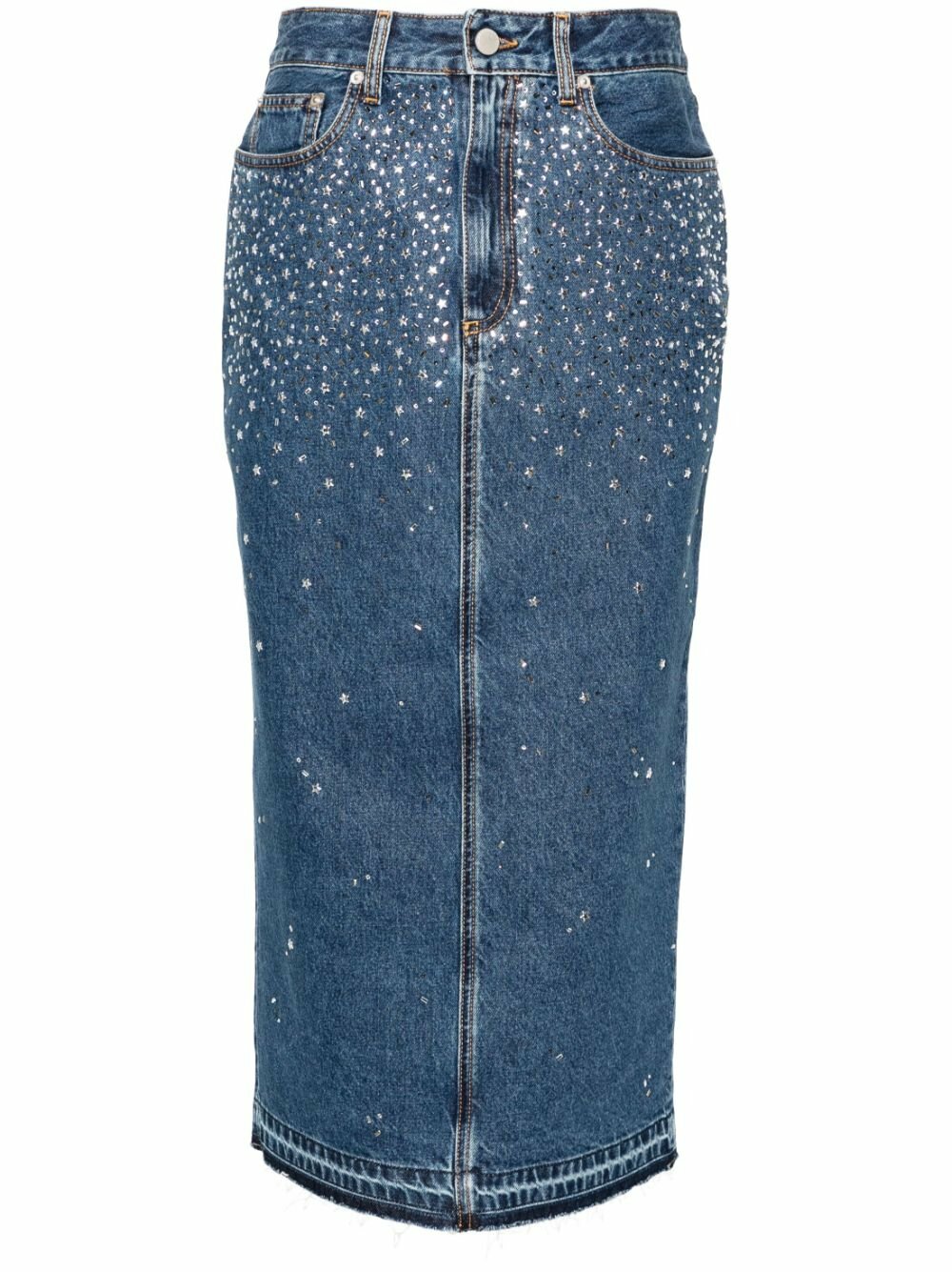 Alessandra Rich Blue Rhinestone Denim Skirt Alessandra Rich