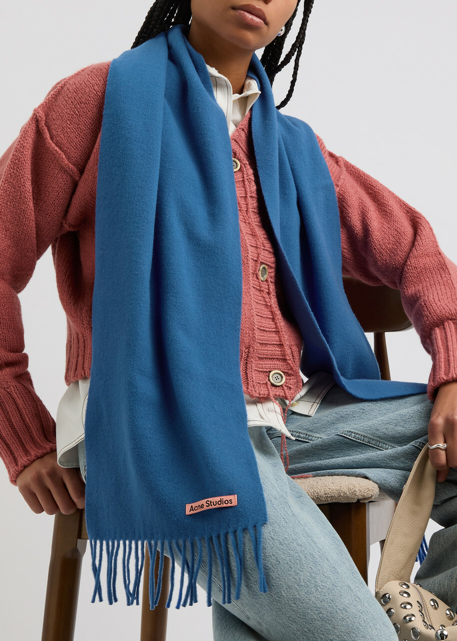 Acne Studios Canada Fringed Wool Scarf - Blue - One Size Acne Studios