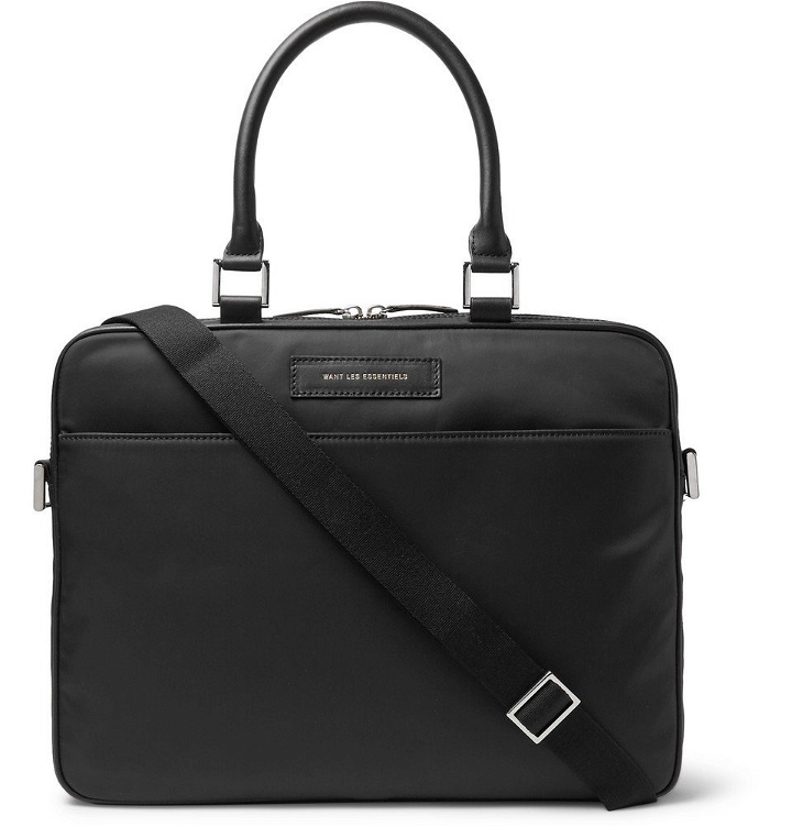 Photo: WANT LES ESSENTIELS - Haneda Leather-Trimmed Nylon Briefcase - Black