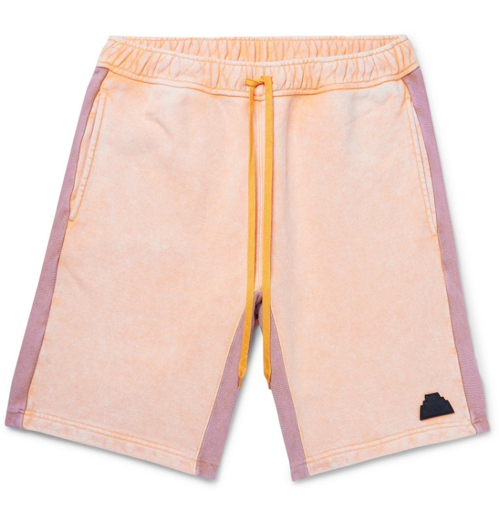 Photo: Cav Empt - Acid-Washed Striped Loopback Cotton-Jersey Drawstring Shorts - Orange