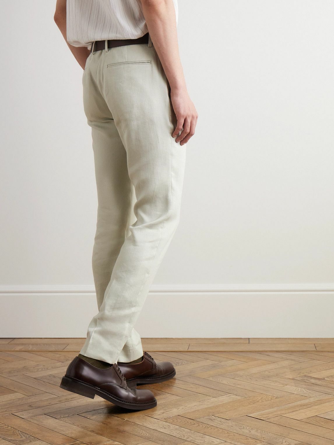 Theory - Zaine Straight-Leg Linen-Blend Twill Trousers - White Theory Theory - Zaine Straight-Leg Linen-Blend Twill Trousers - White Theory