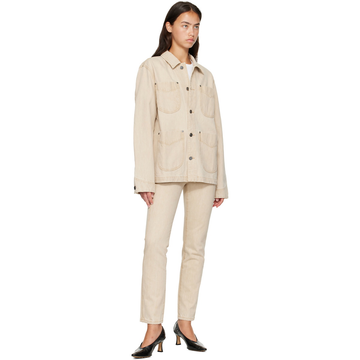KHAITE Beige Wyatt Denim Jacket