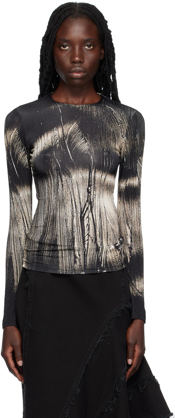 Louisa Ballou Black Printed Long Sleeve T-Shirt