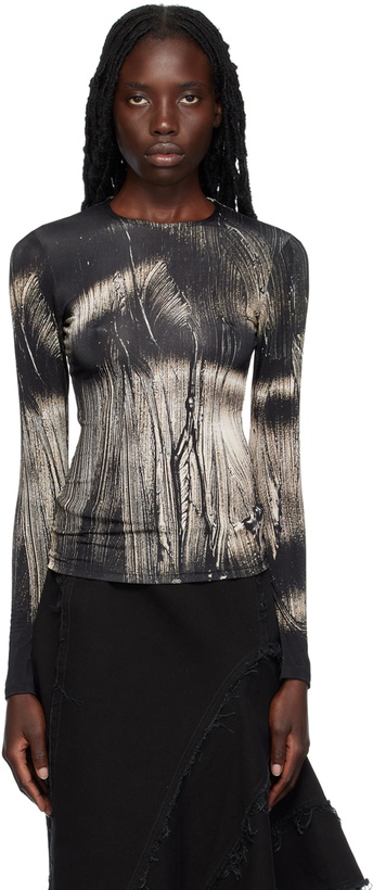 Photo: Louisa Ballou Black Printed Long Sleeve T-Shirt