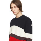 Moncler Tricolor Wool and Mohair Red Wave Sweater