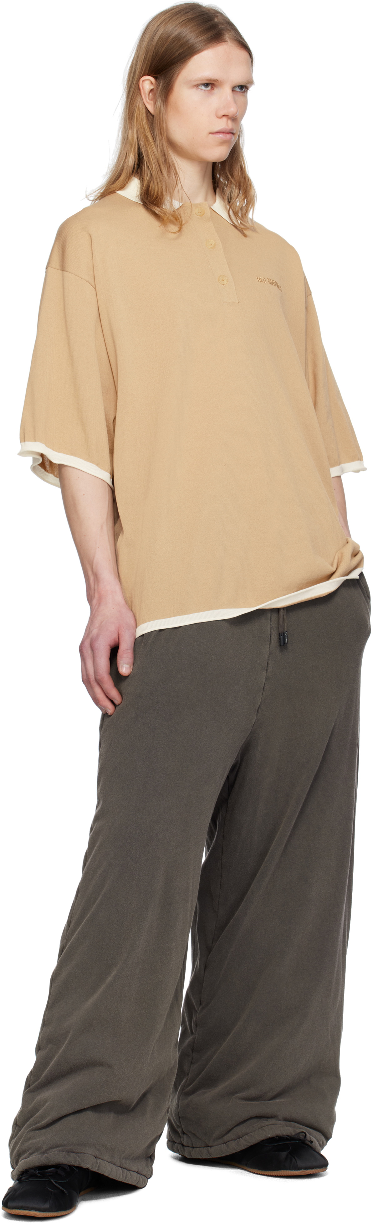 Hed Mayner Tan Embroidered Polo