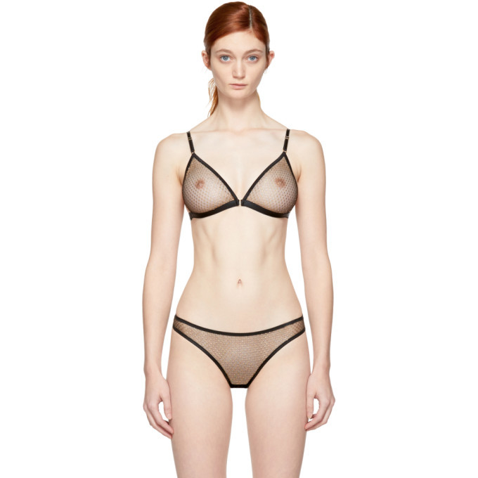 Photo: Le Petit Trou Black and Gold Mesh Marion Bralette