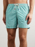 Altea - Diamond Straight-Leg Mid-Length Printed Swim Shorts - Blue