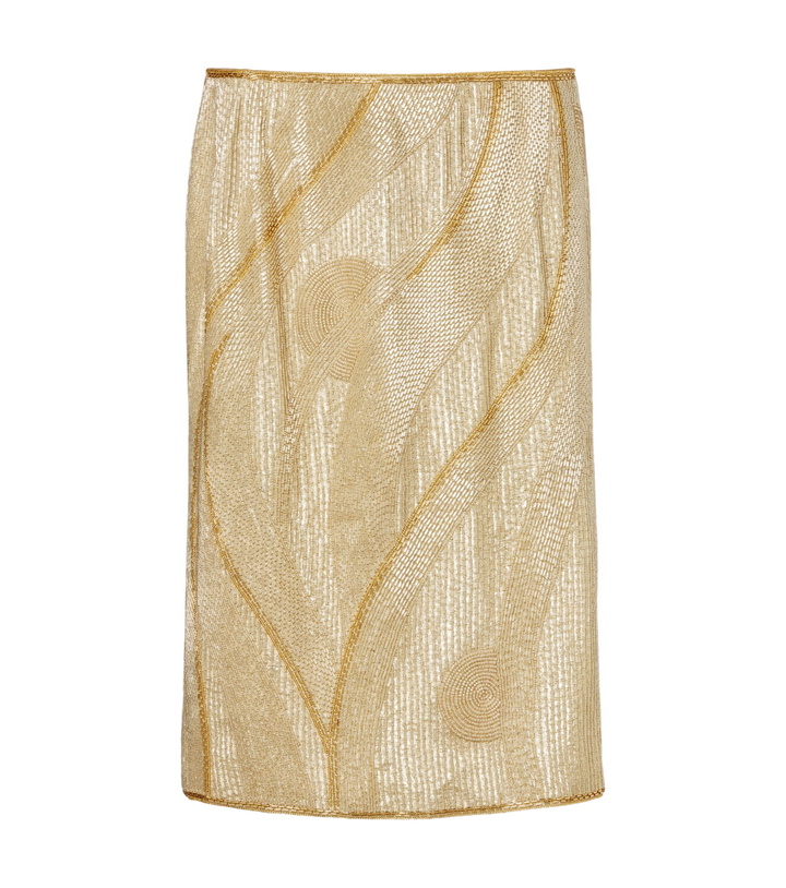 Photo: Versace Embellished crêpe de chine midi skirt