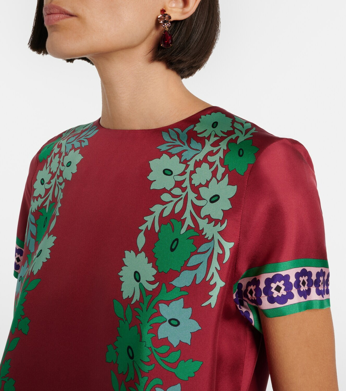 La DoubleJ Swing feather-trimmed silk minidress