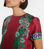 La DoubleJ Swing feather-trimmed silk minidress